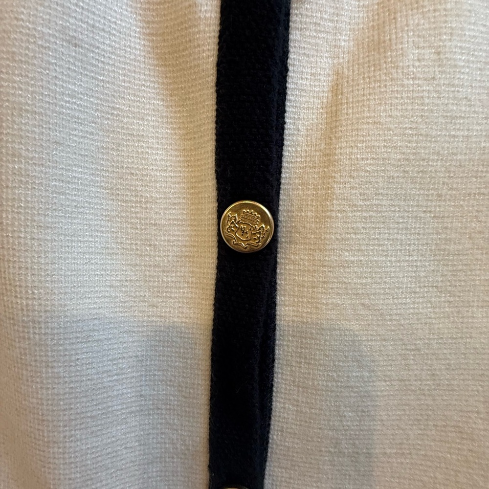 ABERCROMBIE & FITCH CREAM OFF WHITE BLACK  TOP/SWEATER MINIMALIST SMALL - Picture 7 of 8
